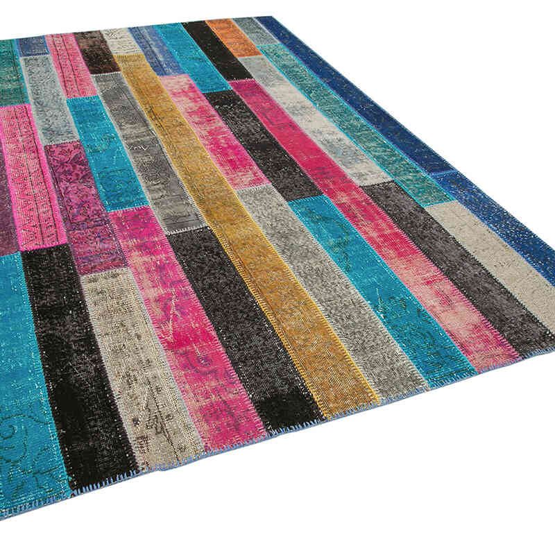 Multicolor Alfombra De Retazos Turca Sobre-teñida - 200 cm x 300 cm - K0051291