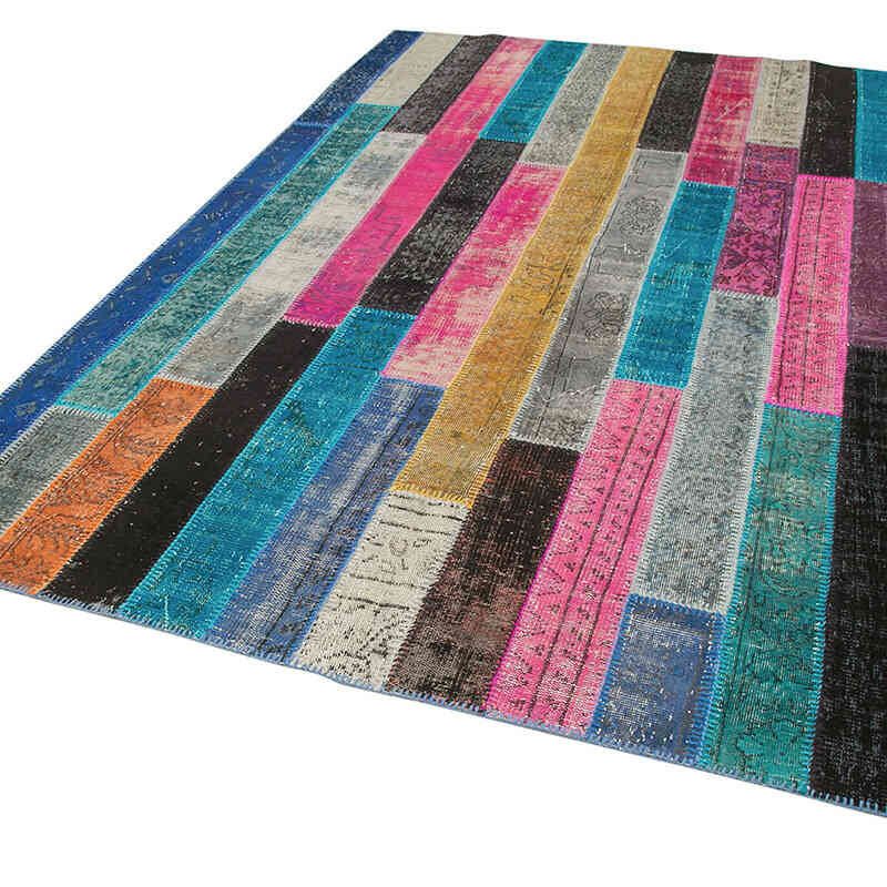 Multicolor Alfombra De Retazos Turca Sobre-teñida - 200 cm x 300 cm - K0051291