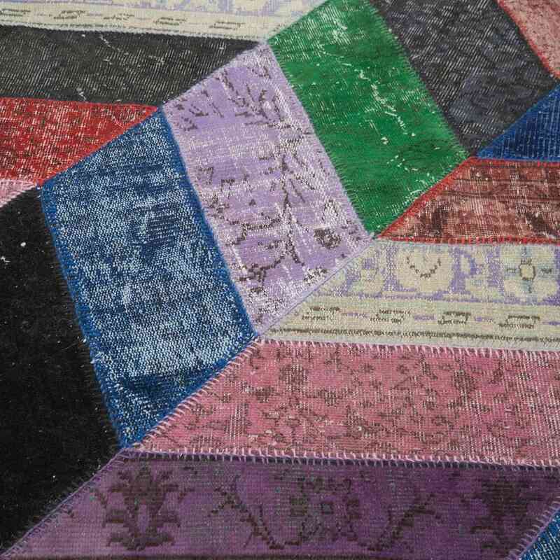 Multicolor Patchwork Hand-Knotted Turkish Rug - 7' 1" x 9' 11" (85" x 119") - K0051293