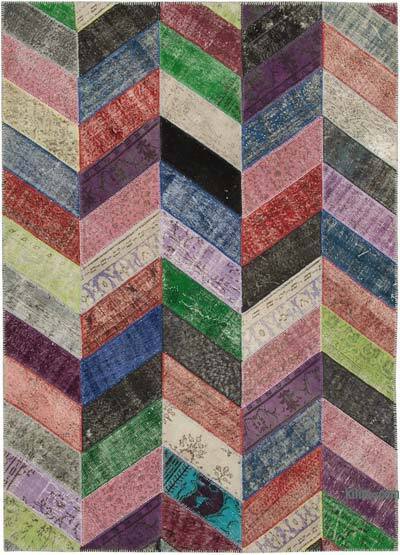 Çok Renkli Boyalı Patchwork Halı - 215 cm x 301 cm