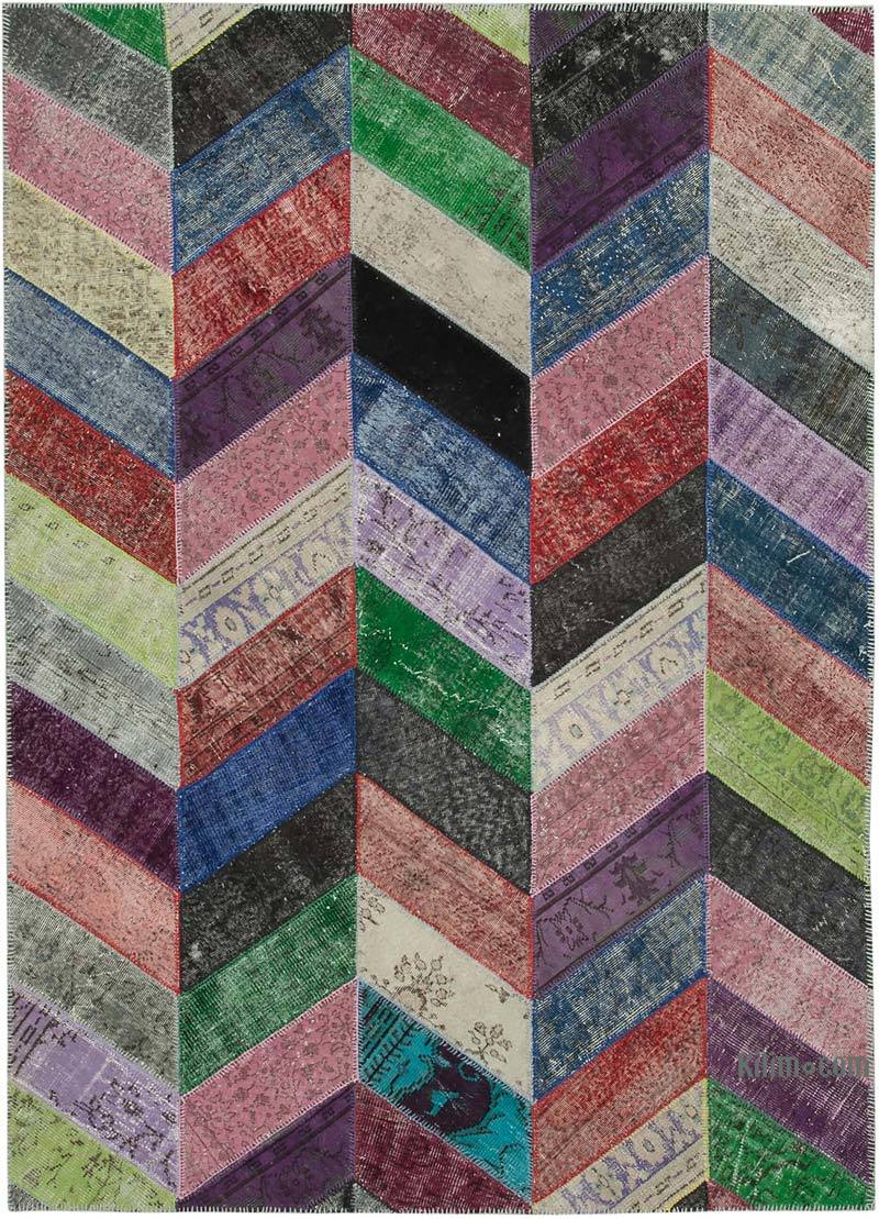 Multicolor Alfombra De Retazos Turca Sobre-teñida - 215 cm x 301 cm - K0051293