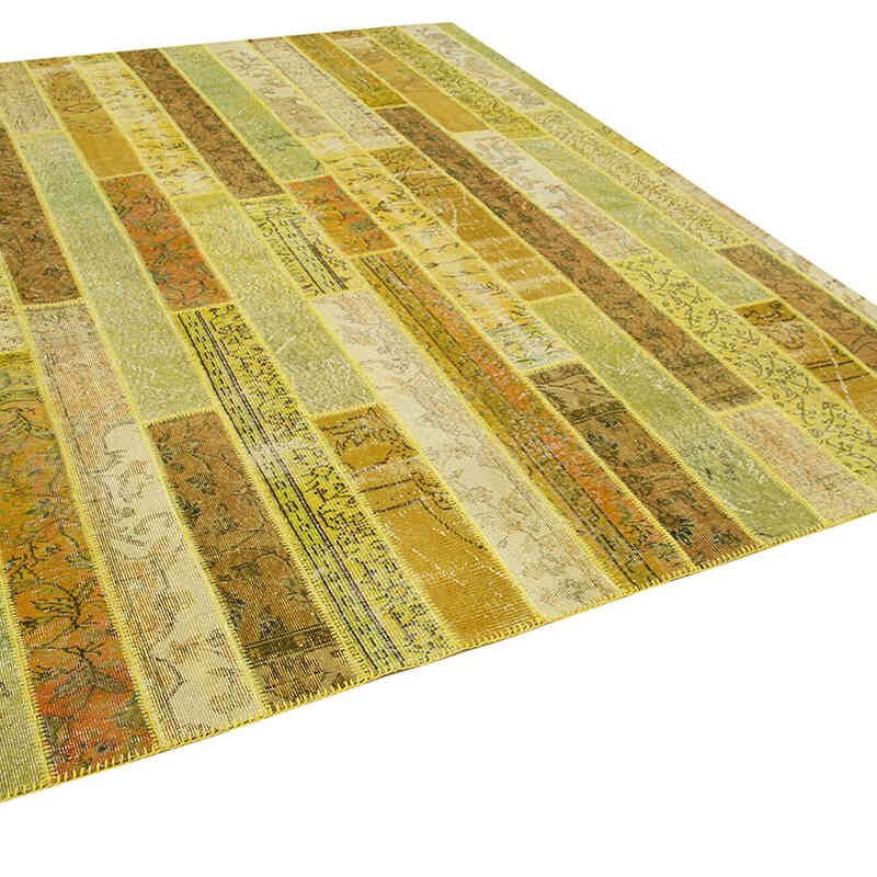 Sarı Boyalı Patchwork Halı - 248 cm x 305 cm - K0051294