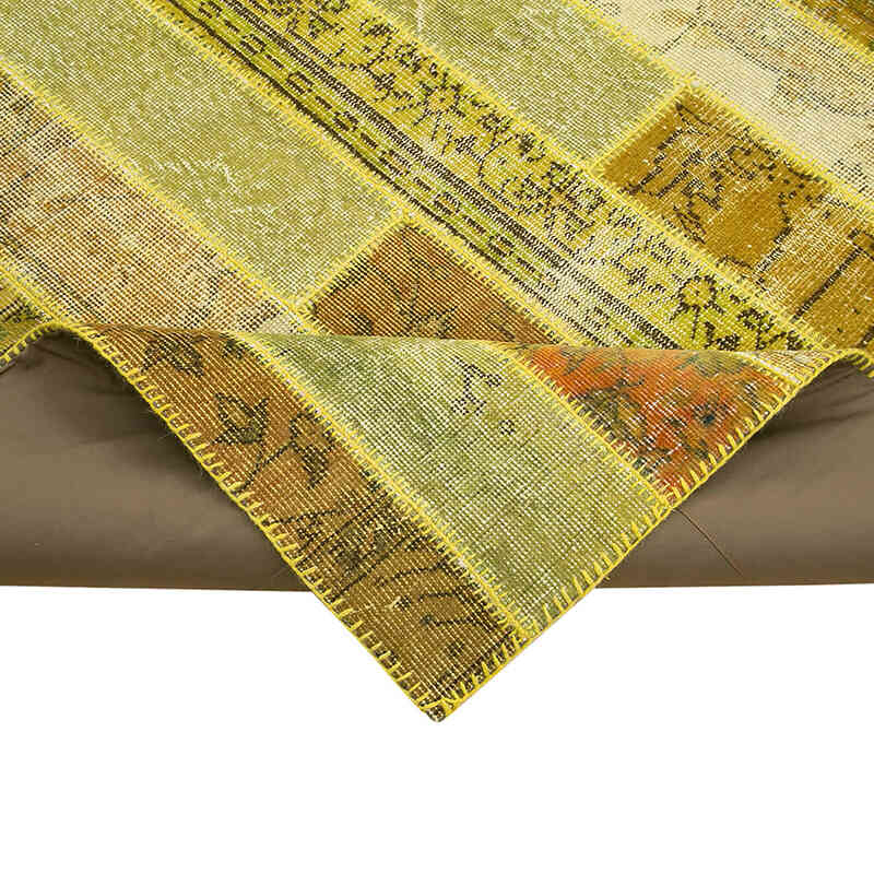 Sarı Boyalı Patchwork Halı - 248 cm x 305 cm - K0051294