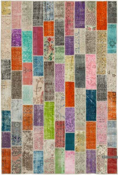 Multicolor Patchwork Hand-Knotted Turkish Rug - 6' 9" x 10' 1" (81" x 121")