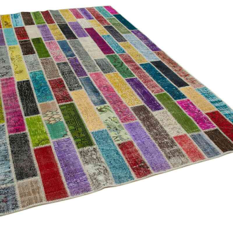 Multicolor Patchwork Hand-Knotted Turkish Rug - 6' 7" x 10' 2" (79" x 122") - K0051299