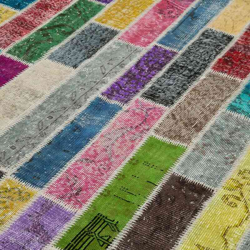 Multicolor Alfombra De Retazos Turca Sobre-teñida - 200 cm x 311 cm - K0051299