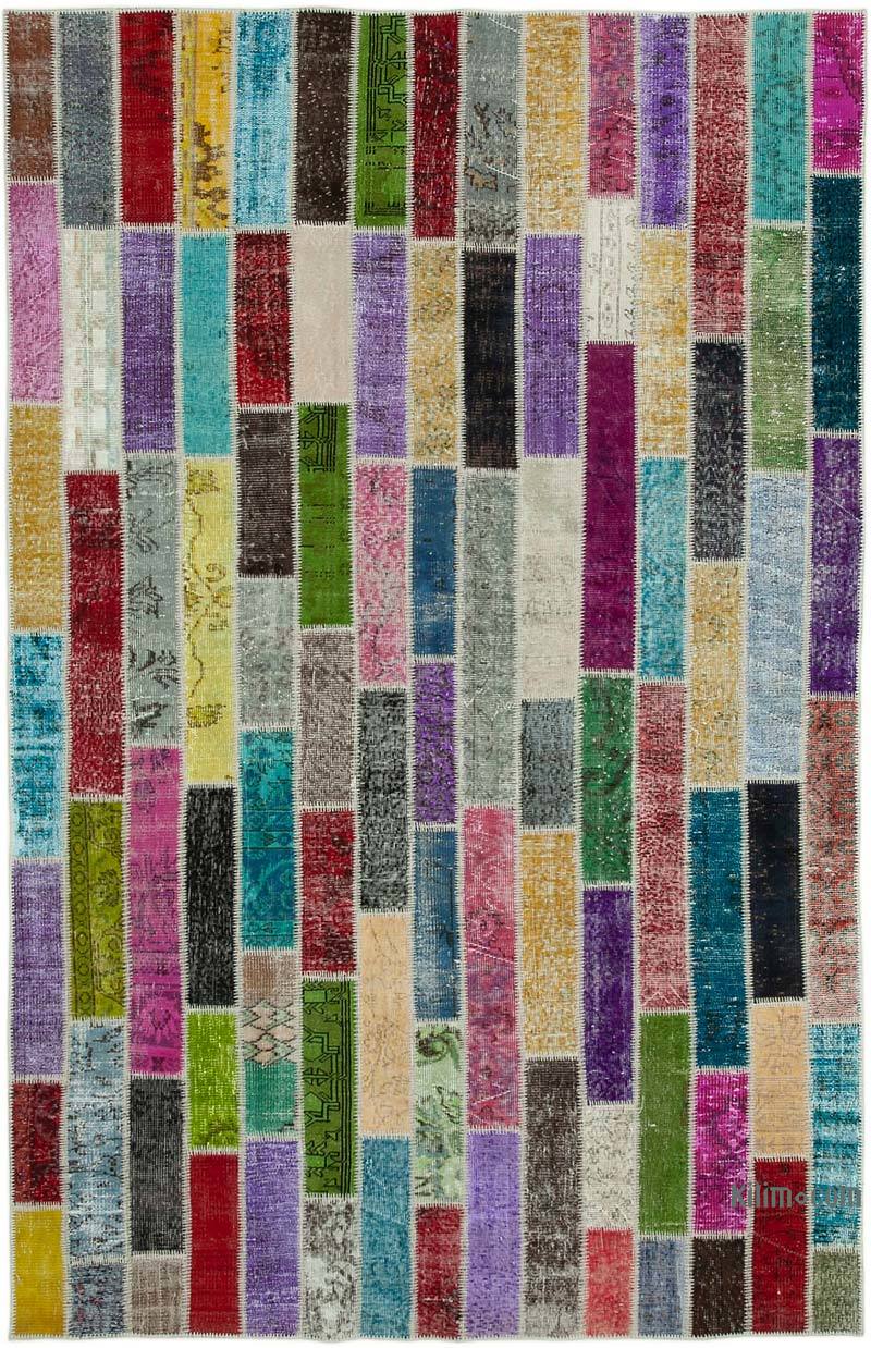 Multicolor Patchwork Hand-Knotted Turkish Rug - 6' 7" x 10' 2" (79" x 122") - K0051299