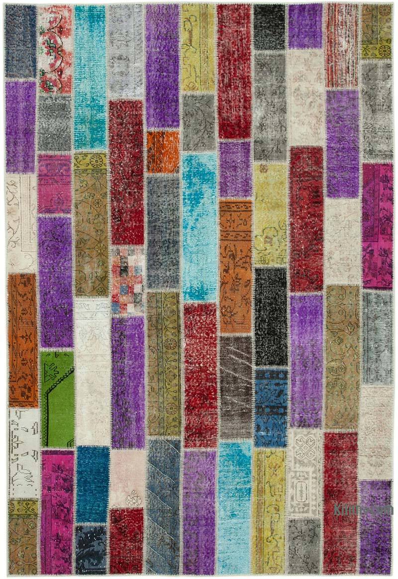 Multicolor Patchwork Hand-Knotted Turkish Rug - 6' 8" x 9' 10" (80" x 118") - K0051301