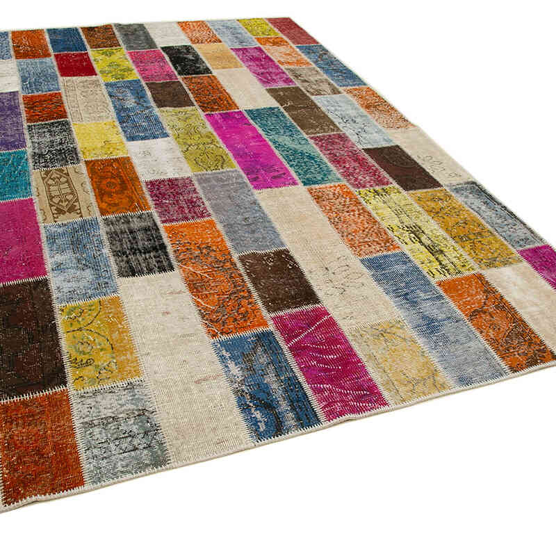 Çok Renkli Boyalı Patchwork Halı - 203 cm x 300 cm - K0051302