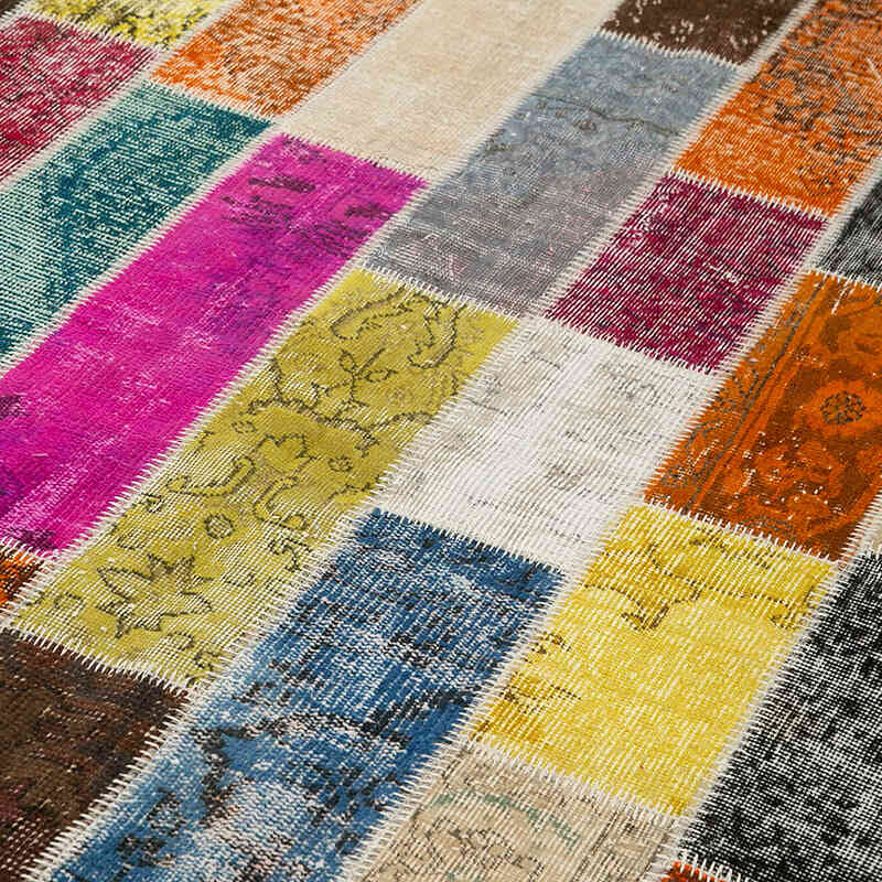 Çok Renkli Boyalı Patchwork Halı - 203 cm x 300 cm - K0051302