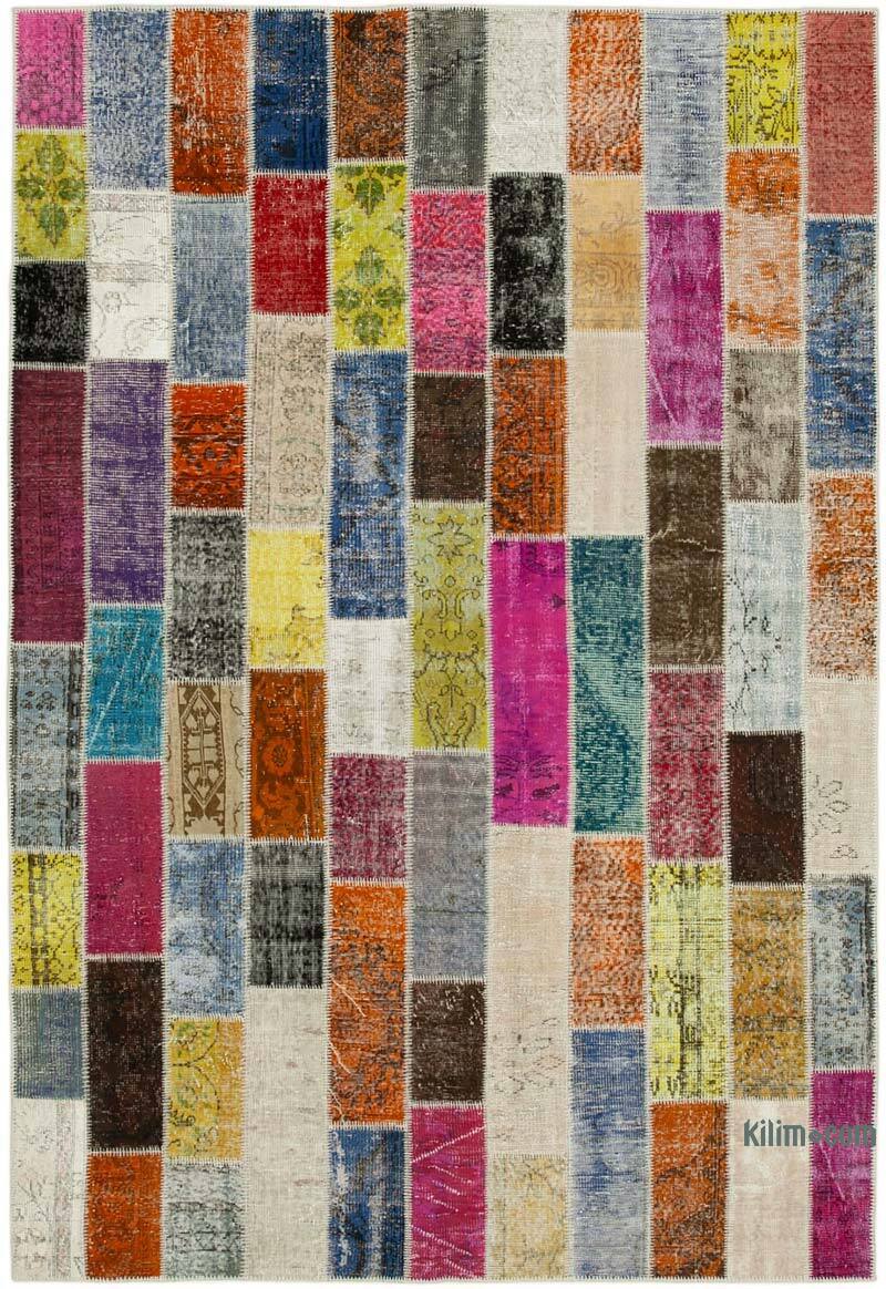 Çok Renkli Boyalı Patchwork Halı - 203 cm x 300 cm - K0051302