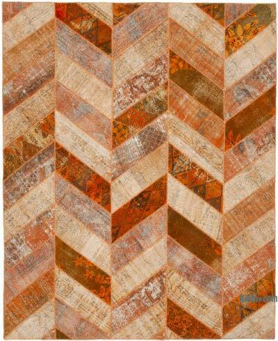 Naranja Alfombra De Retazos Turca Sobre-teñida - 249 cm x 308 cm