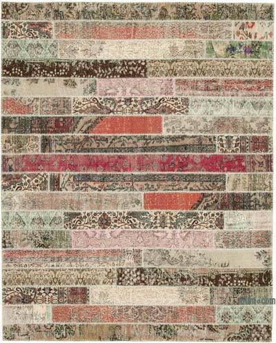 Çok Renkli, Kırmızı Patchwork El Dokuma Halı - 245 cm x 305 cm