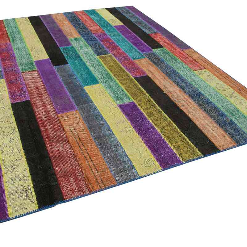 Multicolor Patchwork Hand-Knotted Turkish Rug - 8' 1" x 9' 8" (97" x 116") - K0051315