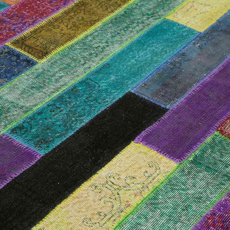 Multicolor Alfombra De Retazos Turca Sobre-teñida - 247 cm x 295 cm - K0051315