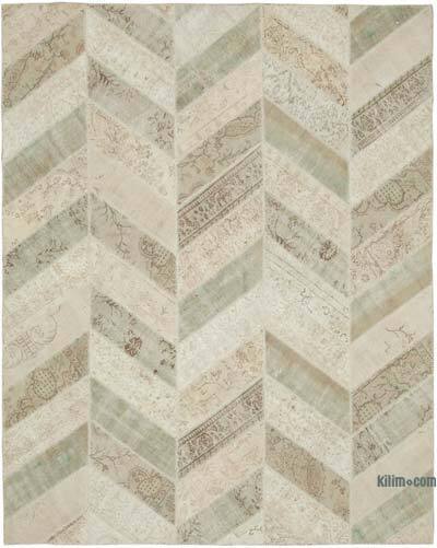 Beige Alfombra De Retazos Turca Sobre-teñida - 244 cm x 307 cm
