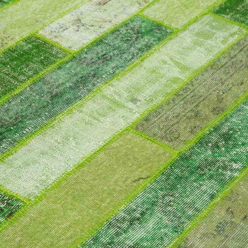 Verde Alfombra De Retazos Turca Sobre-teñida - 245 cm x 308 cm - K0051319
