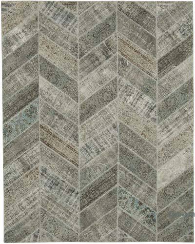 Gri Boyalı Patchwork Halı - 245 cm x 309 cm