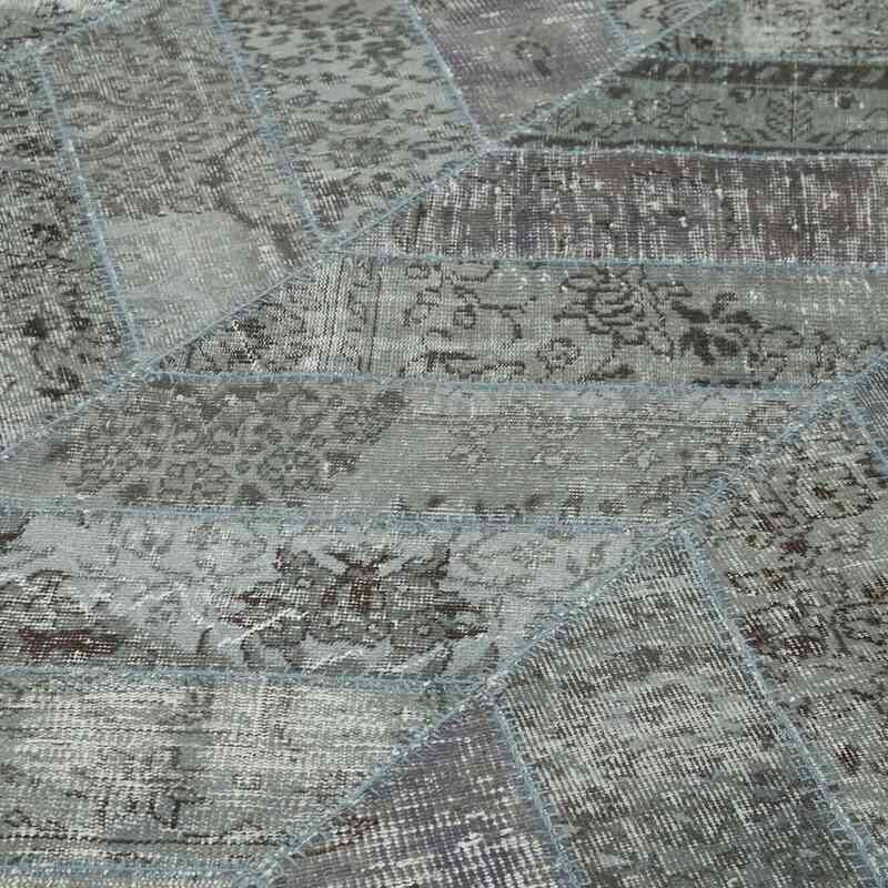 Grey Patchwork Hand-Knotted Turkish Rug - 8' 1" x 10' 1" (97" x 121") - K0051322