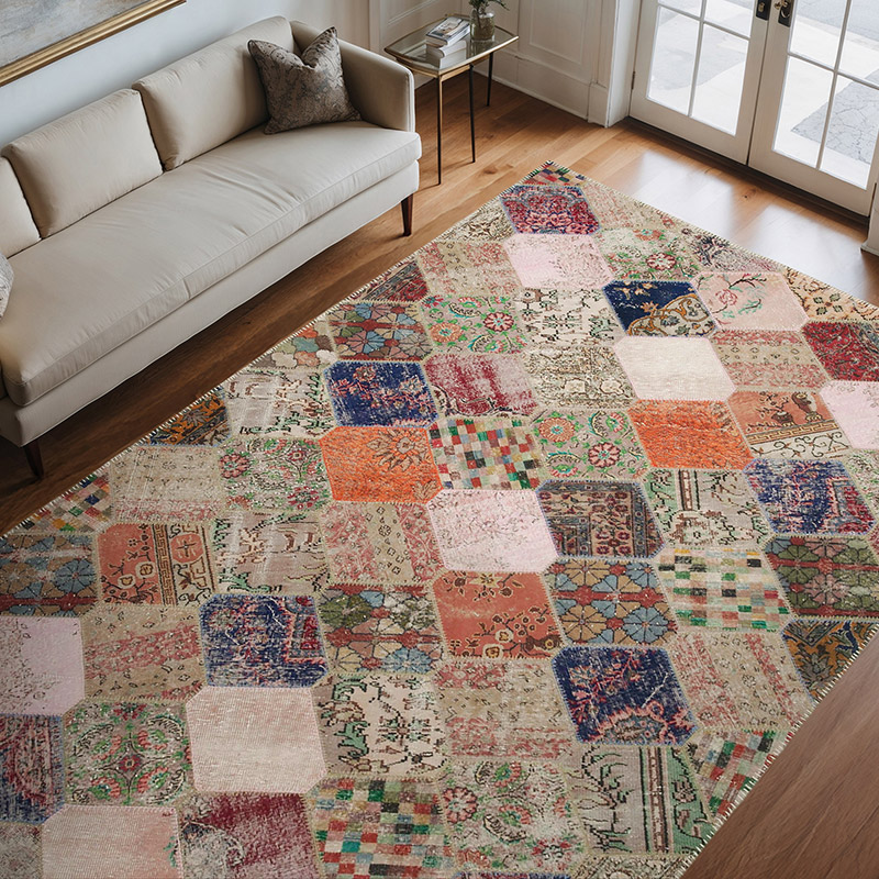 Çok Renkli Patchwork El Dokuma Halı - 225 cm x 340 cm - K0051326
