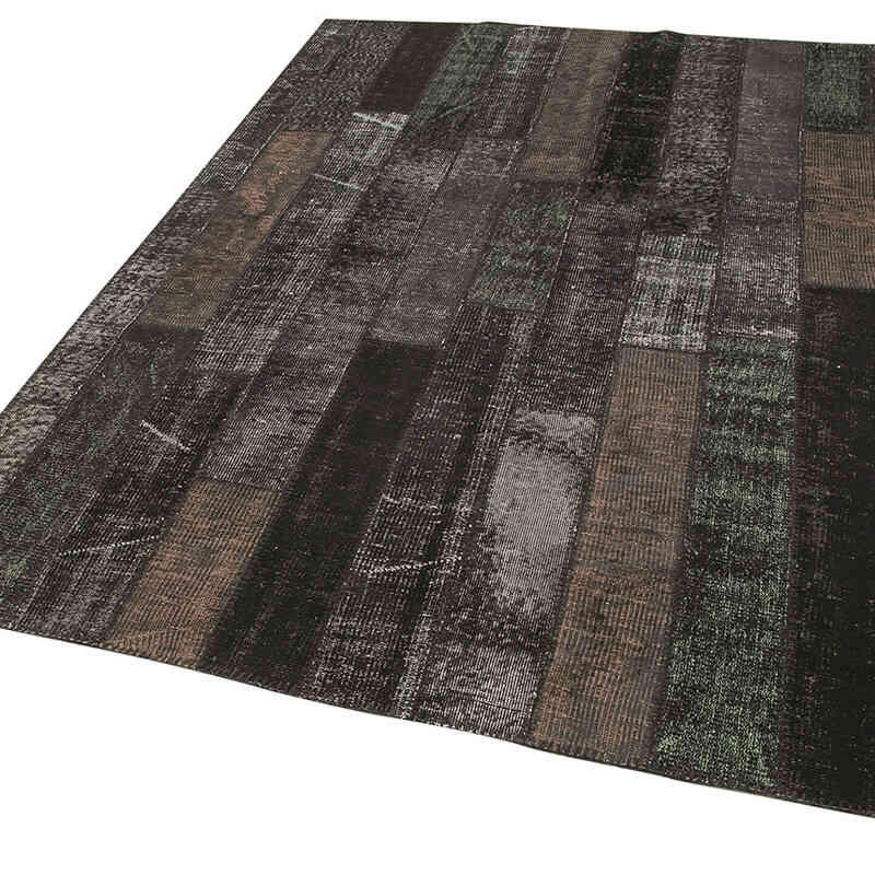 Brown Patchwork Hand-Knotted Turkish Rug - 5' 7" x 8'  (67" x 96") - K0051328