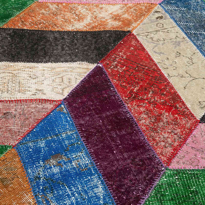 Multicolor Patchwork Hand-Knotted Turkish Rug - 5' 7" x 8' 1" (67" x 97") - K0051330