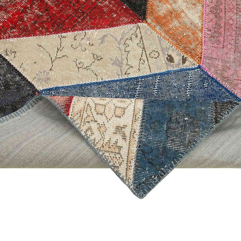 Multicolor Patchwork Hand-Knotted Turkish Rug - 5' 7" x 8' 1" (67" x 97") - K0051330
