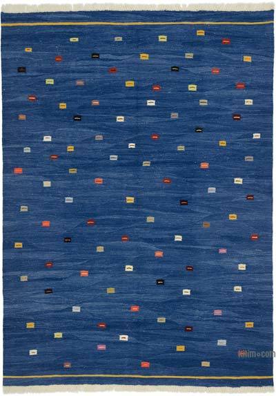 Blue New Handwoven Turkish Kilim Rug - 5' 11" x 8' 2" (71" x 98")