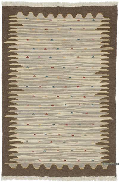 Beige, Brown New Handwoven Turkish Kilim Rug - 4'  x 5' 11" (48" x 71")