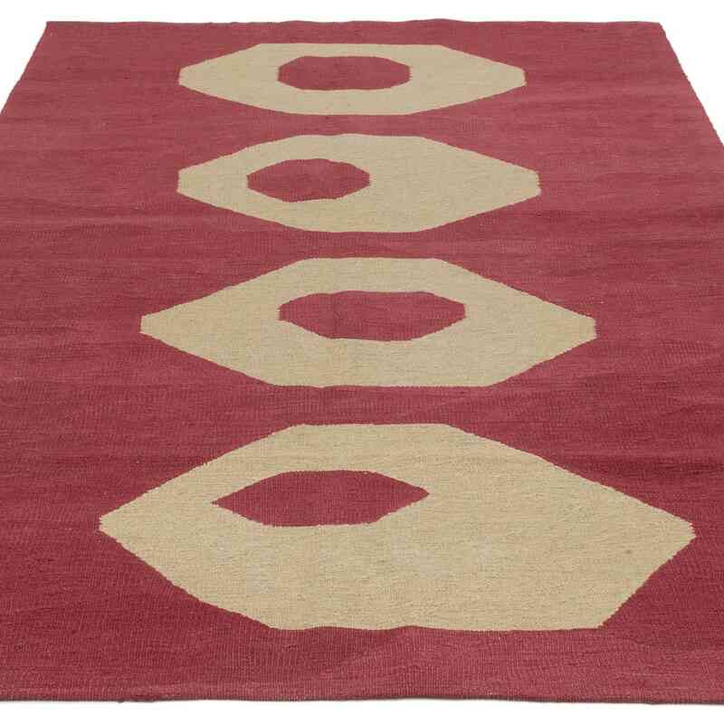 Rojo Nueva Alfombra Turca Kilim - 136 cm x 203 cm - K0051352
