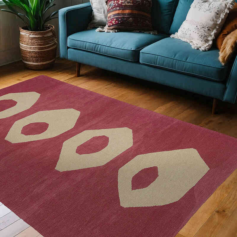 Rojo Nueva Alfombra Turca Kilim - 136 cm x 203 cm - K0051352