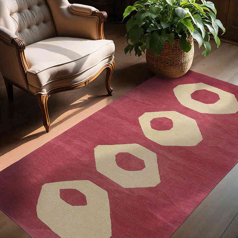 Rojo Nueva Alfombra Turca Kilim - 136 cm x 203 cm - K0051352