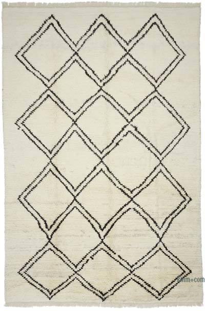 Beige New Moroccan Style Hand-Knotted Tulu Rug - 8' 6" x 12' 8" (102" x 152")