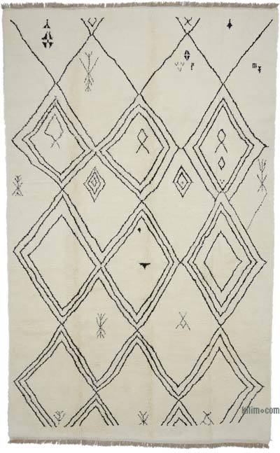 Beige New Moroccan Style Hand-Knotted Tulu Rug - 8' 5" x 13' 6" (101" x 162")