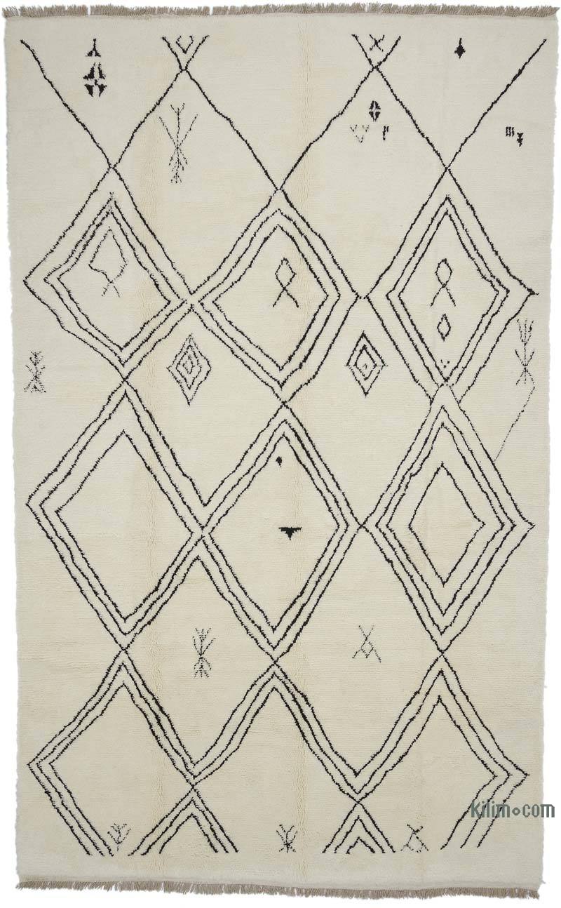 Beige New Moroccan Style Hand-Knotted Tulu Rug - 8' 5" x 13' 6" (101" x 162") - K0051373