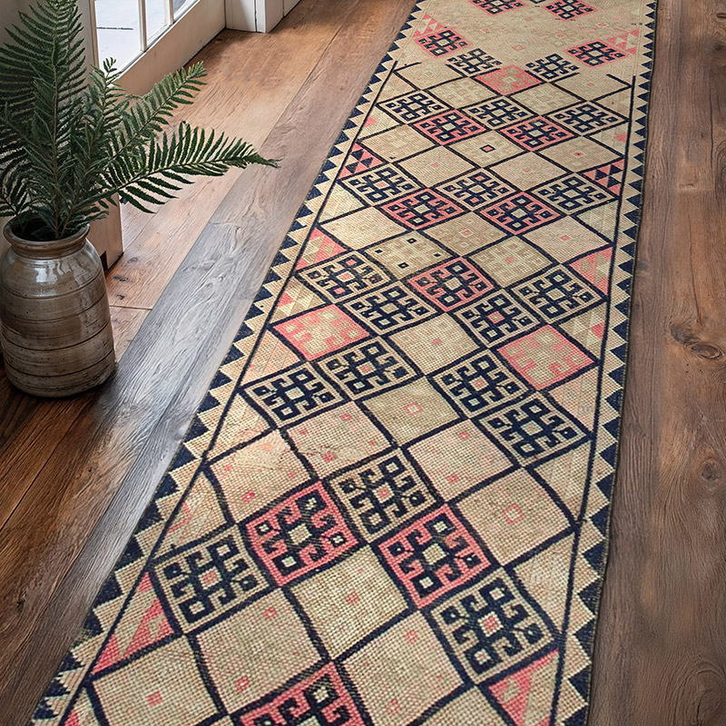 Alfombra Vintage de pasillo - 84 cm x 376 cm - K0051543