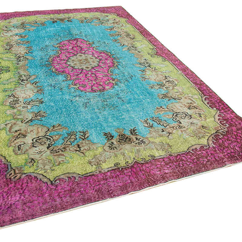 Yellow Hand Carved Over-Dyed Rug - 6' 6" x 10' 4" (78" x 124") - K0051560
