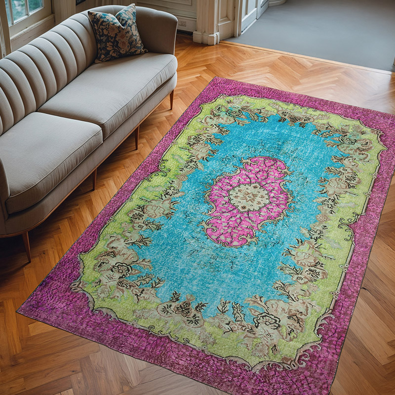 Yellow Hand Carved Over-Dyed Rug - 6' 6" x 10' 4" (78" x 124") - K0051560