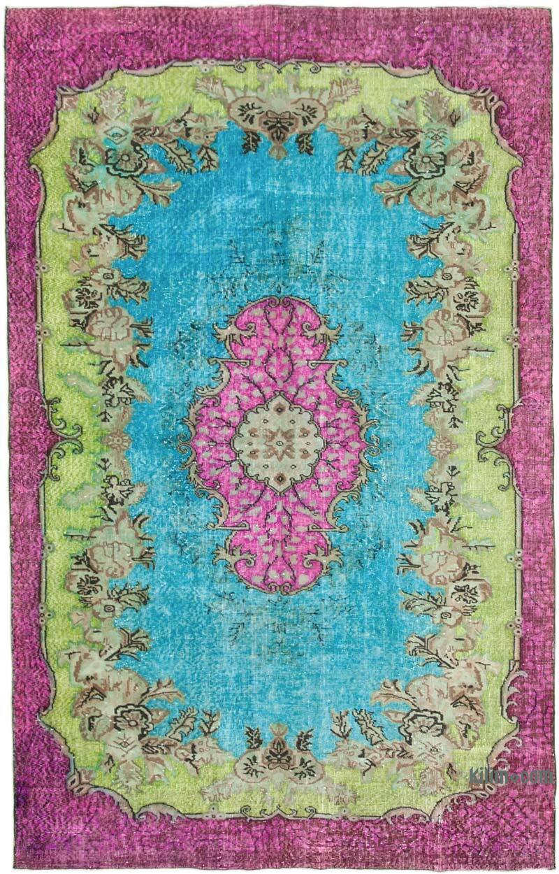 Yellow Hand Carved Over-Dyed Rug - 6' 6" x 10' 4" (78" x 124") - K0051560