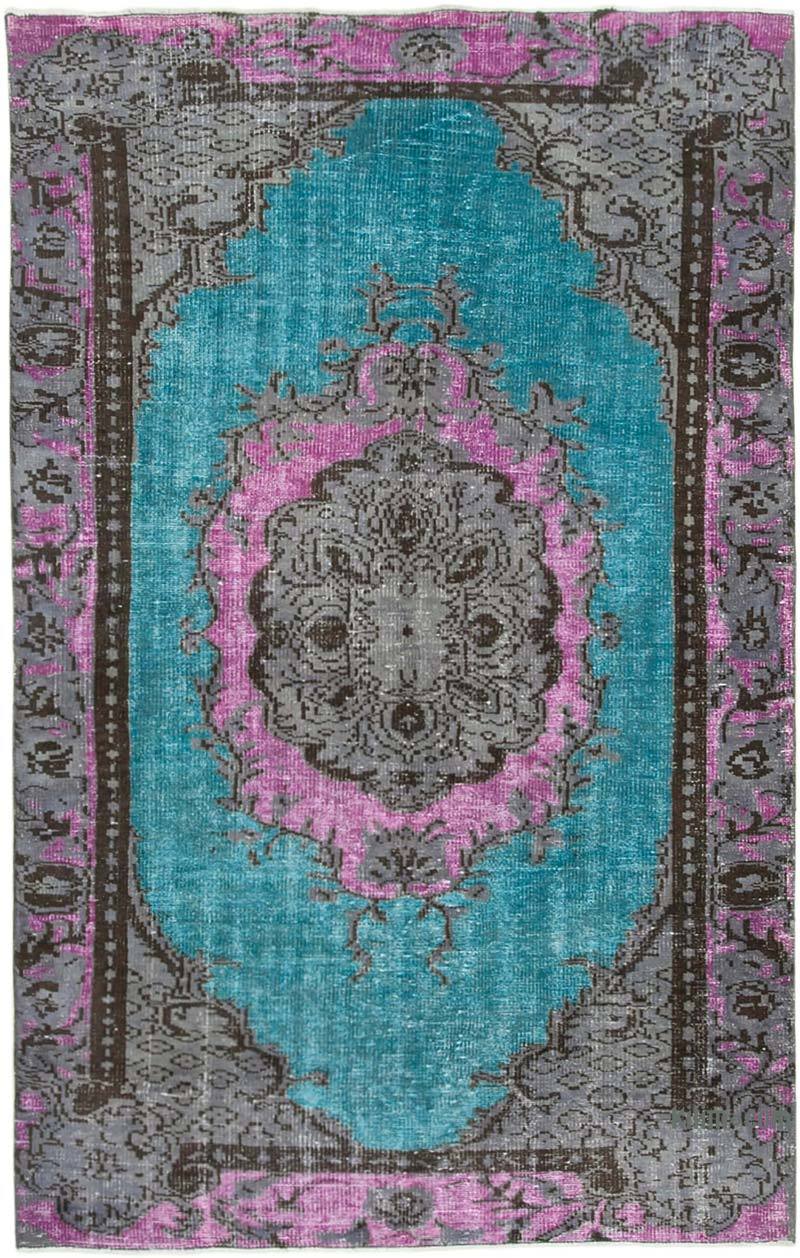 Grey Hand Carved Over-Dyed Rug - 5'  x 7' 9" (60" x 93") - K0051581