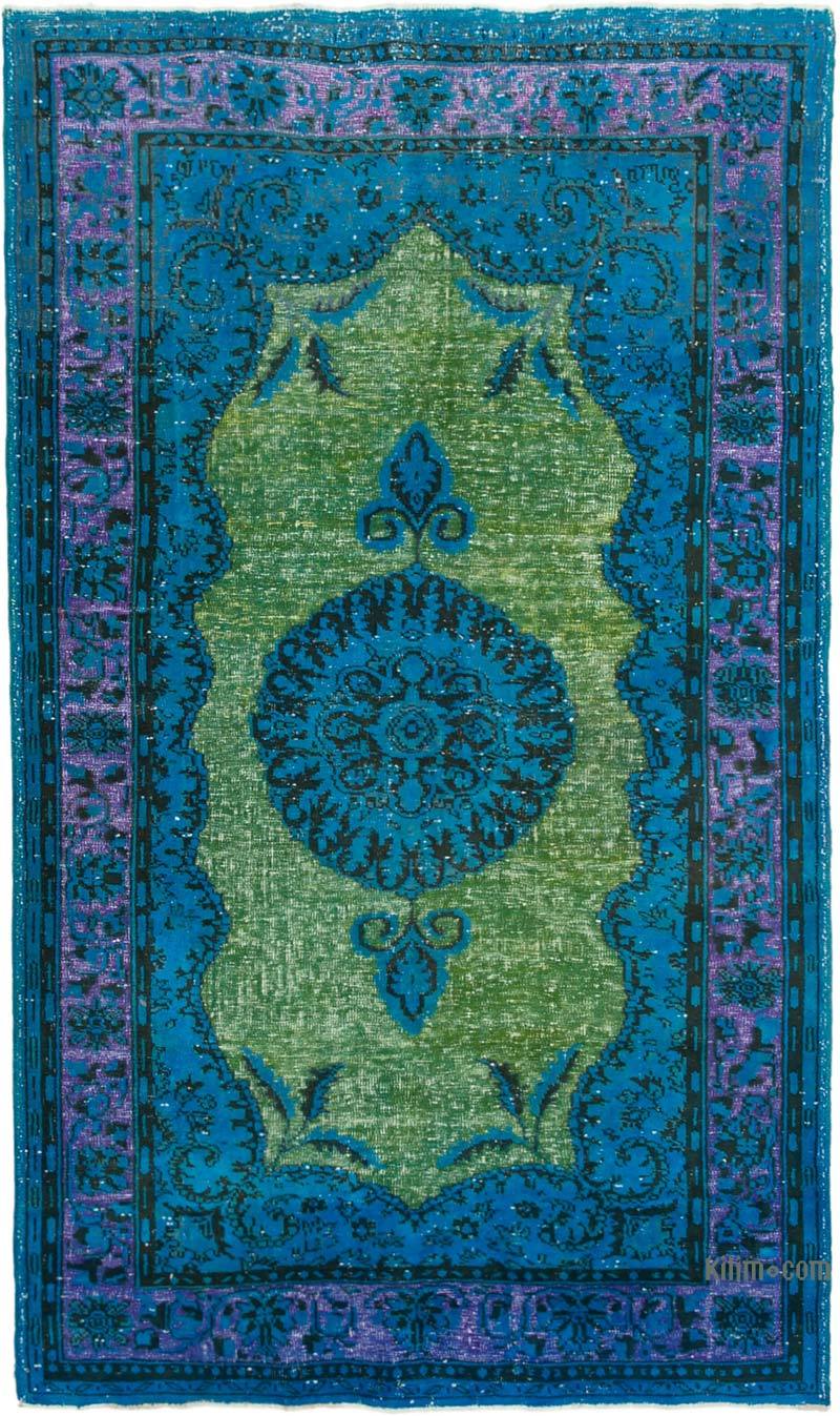 Green Hand Carved Over-Dyed Rug - 6' 2" x 10' 6" (74" x 126") - K0051599