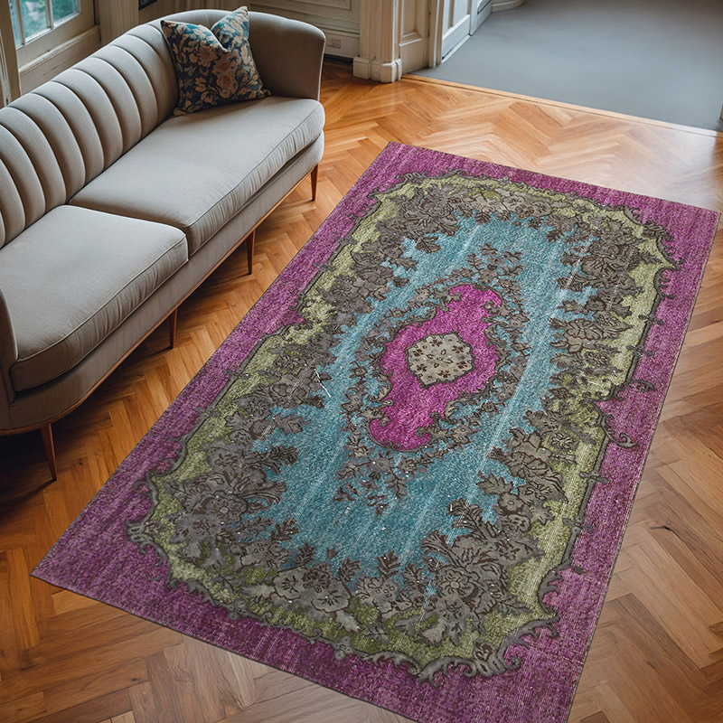 Hand Carved Over-Dyed Rug - 5' 5" x 9'  (65" x 108") - K0051605