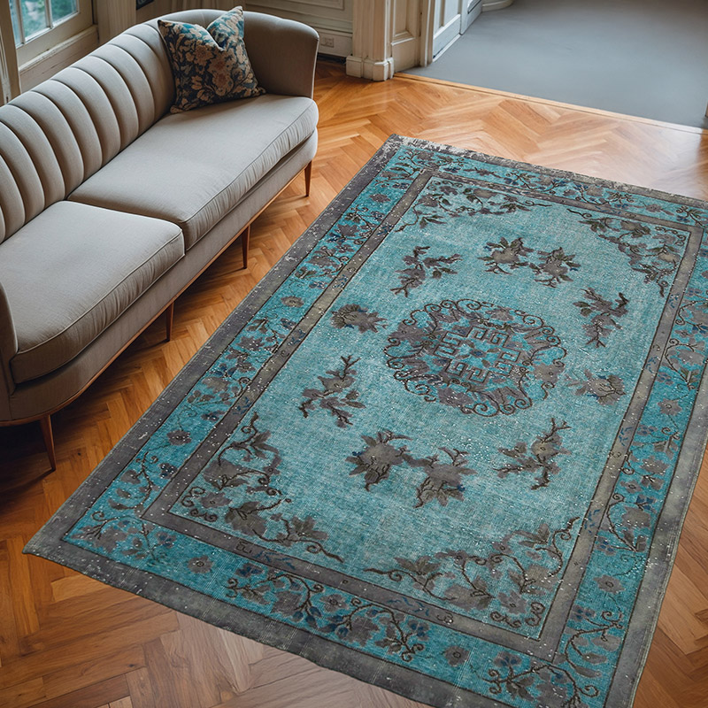 Hand Carved Over-Dyed Rug - 6' 7" x 9' 7" (79" x 115") - K0051607