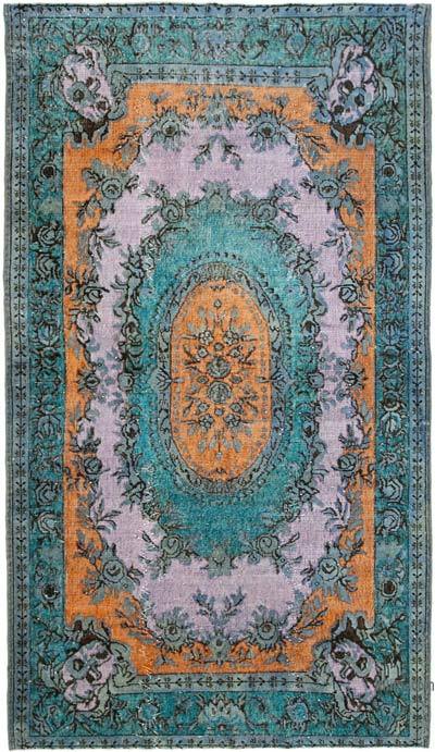 Orange Hand Carved Over-Dyed Rug - 5' 8" x 9' 8" (68" x 116")