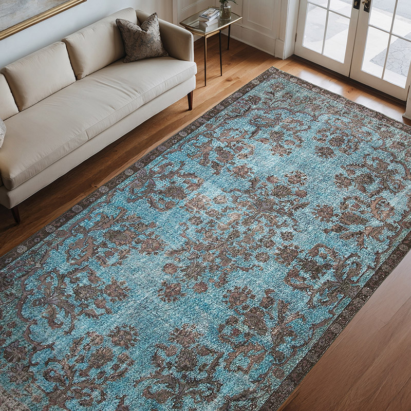 Hand Carved Over-Dyed Rug - 6' 5" x 10' 9" (77" x 129") - K0051655