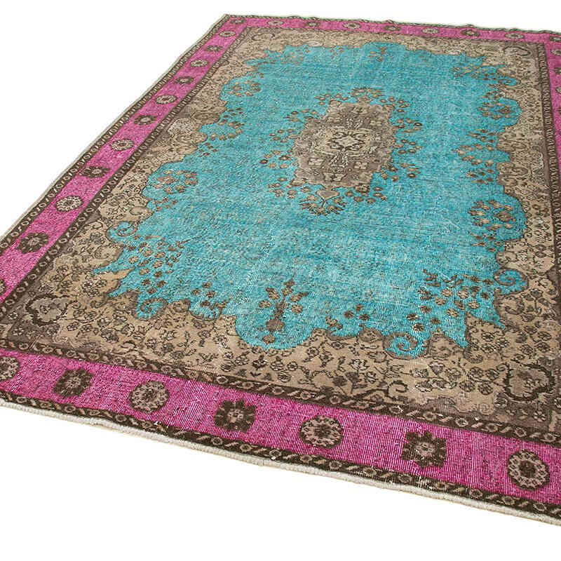 Fuchsia Hand Carved Over-Dyed Rug - 6' 10" x 10' 8" (82" x 128") - K0051678