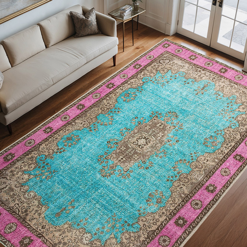 Fuchsia Hand Carved Over-Dyed Rug - 6' 10" x 10' 8" (82" x 128") - K0051678