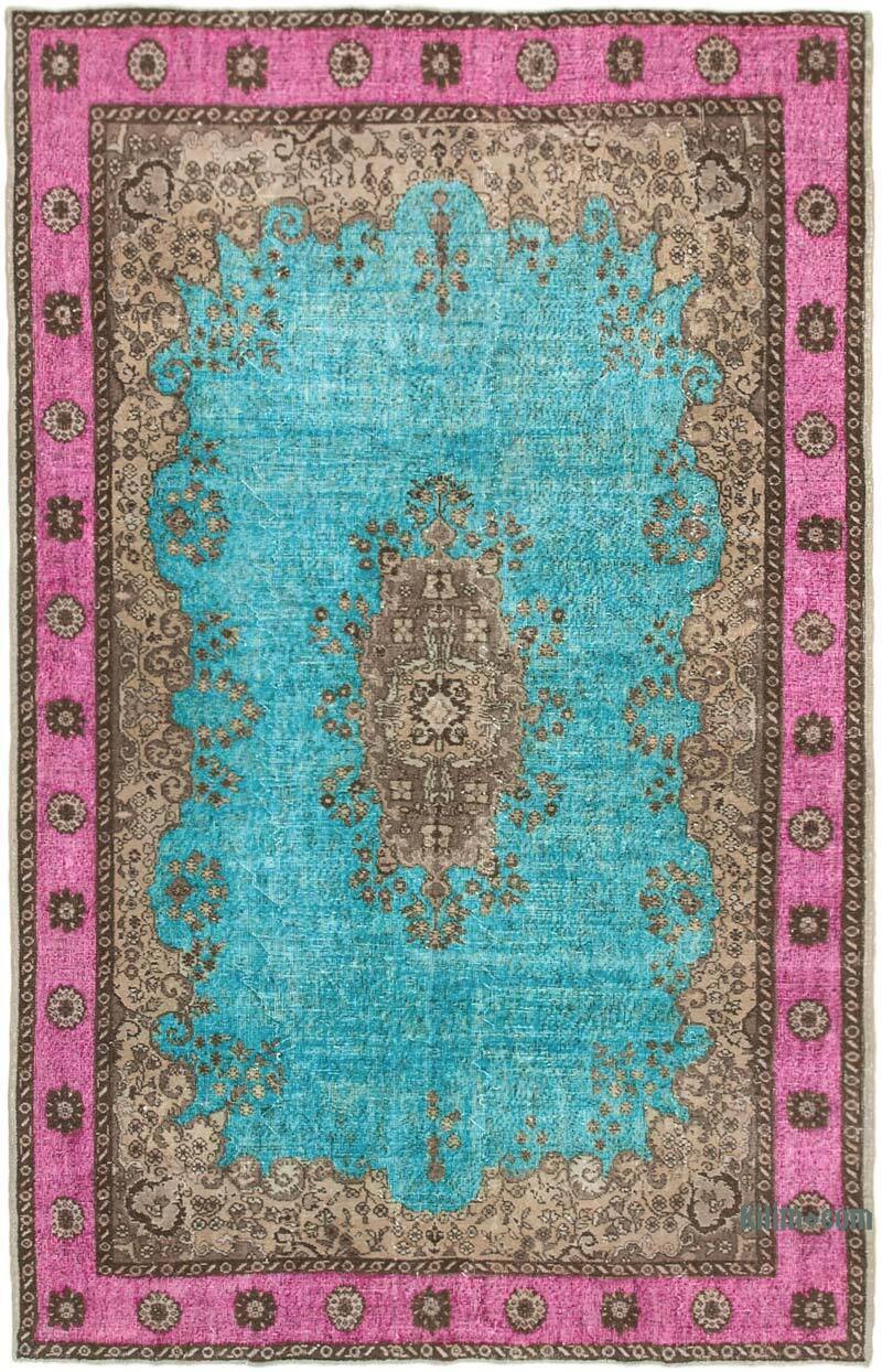Fuchsia Hand Carved Over-Dyed Rug - 6' 10" x 10' 8" (82" x 128") - K0051678