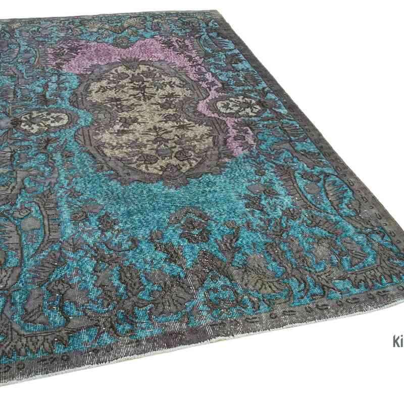 Gris, Turquesa Alfombra Tallada a Mano Sobre Teñida - 163 cm x 280 cm - K0051683