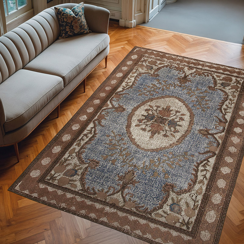Hand Carved Over-Dyed Rug - 6' 11" x 10'  (83" x 120") - K0051793
